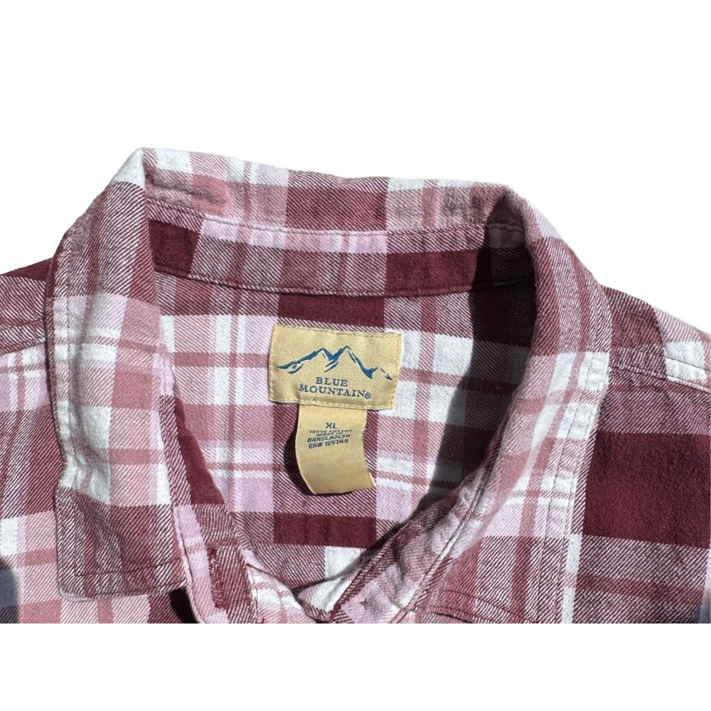 Womens Blue Mountain Burgundy Plaid Flannel Button Down Shirt Sz XL - Picture 3 of 3